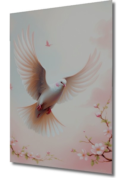 Uçan Beyaz Güvercin Yağlı Boya Görünümlü Dekoratif Ahşap Ev/işyeri/ofis Kare Tablo fiyatları