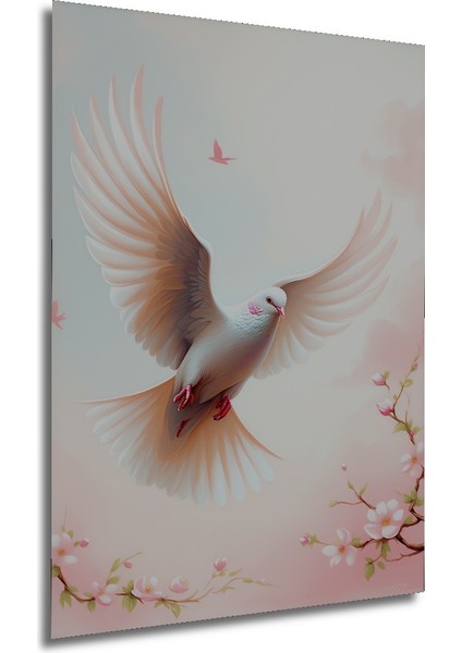 Uçan Beyaz Güvercin Yağlı Boya Görünümlü Dekoratif Ahşap Ev/işyeri/ofis Kare Tablo modelleri