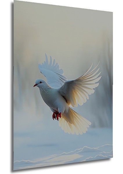 Beyaz Güvercin Yağlı Boya Görünümlü Dekoratif Ahşap Ev/işyeri/ofis Kare Tablo modelleri