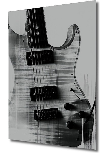 Siyah Beyaz Gitar Ritimleri Dekoratif Ahşap Ev/işyeri/ofis Kare Tablo fiyatları