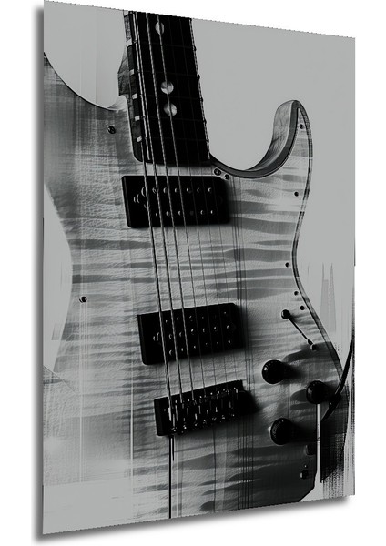Siyah Beyaz Gitar Ritimleri Dekoratif Ahşap Ev/işyeri/ofis Kare Tablo modelleri