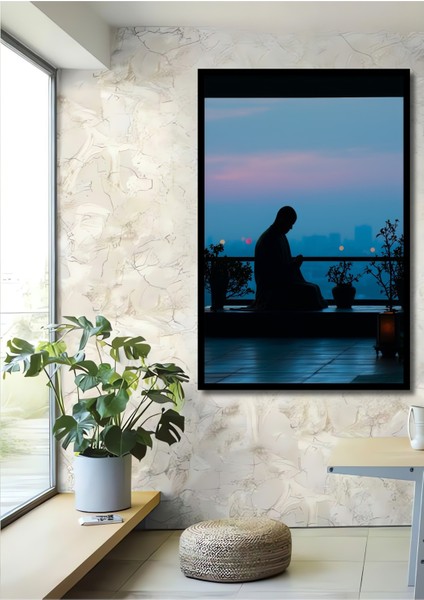 Çerçeve Görünümlü Huzur Dolu Budist Meditasyon Dekoratif Ahşap Ev/işyeri/ofis Kare Tablo