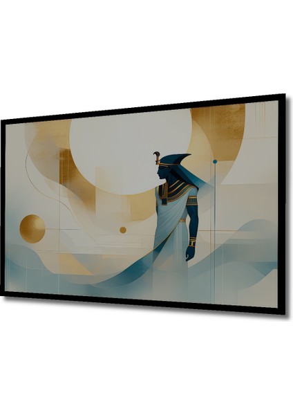 Çerçeve Görünümlü Minimalist Firavun Portresi Yağlı Boya Görünümlü Ahşap Ofis Tablo fiyatları