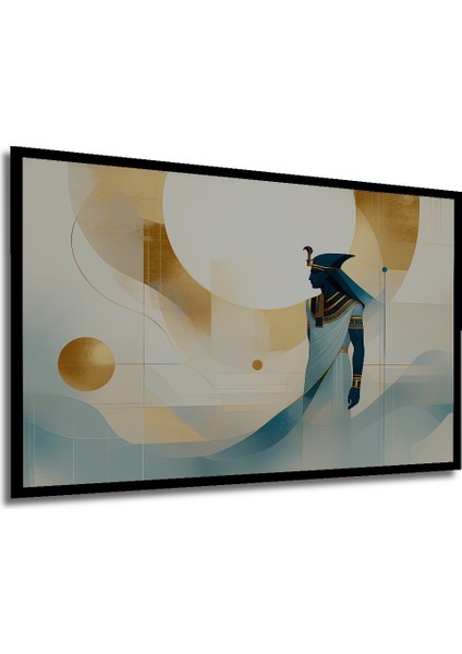 Çerçeve Görünümlü Minimalist Firavun Portresi Yağlı Boya Görünümlü Ahşap Ofis Tablo modelleri