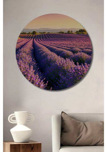 Mor Lavanta Tarlası Rüya Manzarası Yağlı Boya Görünümlü Dekoratif Ahşap Ev/işyeri/ofis Tablo