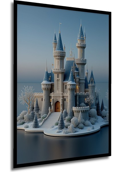 Çerçeve Görünümlü Büyülü Şato Kış Masalı Dekoratif Ahşap Ev/işyeri/ofis Kare Tablo modelleri