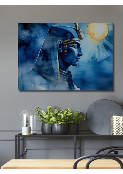 Firavun Tutankamon Sulu Boya Görünümlü Dekoratif Ahşap Ev/işyeri/ofis Kare Tablo