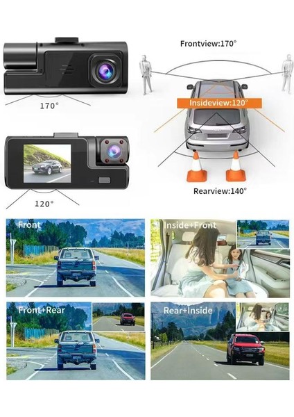 Dash Cam A22 3 Kanal Araba Kaydedici 1080P 32 GB Hafıza kartlı fiyatları