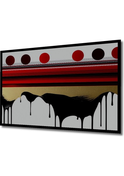 Çerçeve Görünümlü Altın Çağrışımlı Soyut Sanat Yağlı Boya Görünümlü Ahşap Ofis Tablo fiyatları