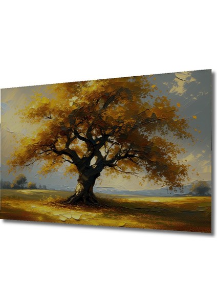 Altın Sonbahar Ağacı Yağlı Boya Görünümlü Ev/işyeri/ofis Dekoratif Ahşap Kare Tablo fiyatları