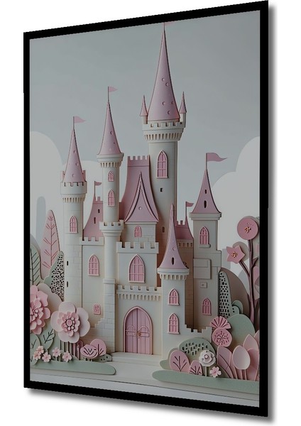 Çerçeve Görünümlü Pembe Düşler Diyarı Pastel Boya Görünümlü Dekoratif Ahşap Işyeri/ofis Kare Tablo fiyatları