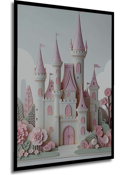 Çerçeve Görünümlü Pembe Düşler Diyarı Pastel Boya Görünümlü Dekoratif Ahşap Işyeri/ofis Kare Tablo modelleri