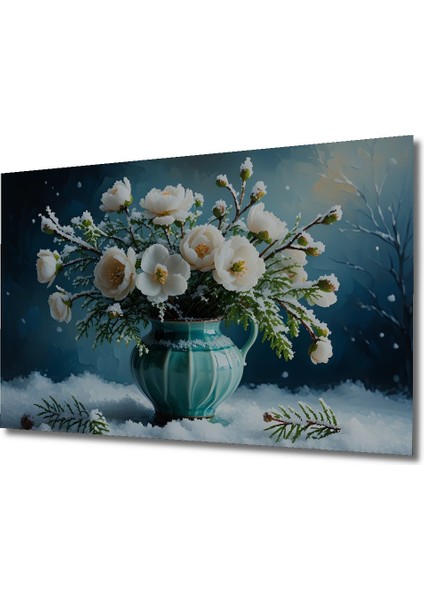 Kış Gülü Yağlı Boya Görünümlü Dekoratif Ahşap Ev/işyeri/ofis Kare Tablo fiyatları