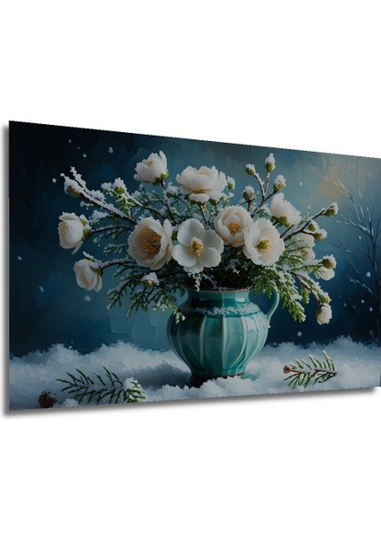 Kış Gülü Yağlı Boya Görünümlü Dekoratif Ahşap Ev/işyeri/ofis Kare Tablo modelleri