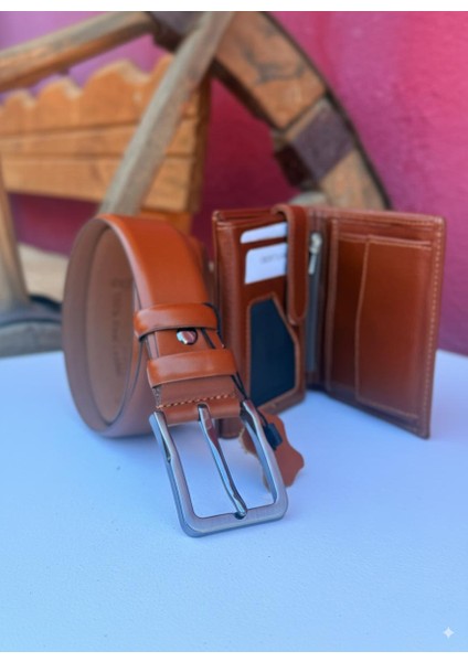 Klasiktaba Hakiki Deri Kemer ve Deri Cüzdan Premium Kombinimiz