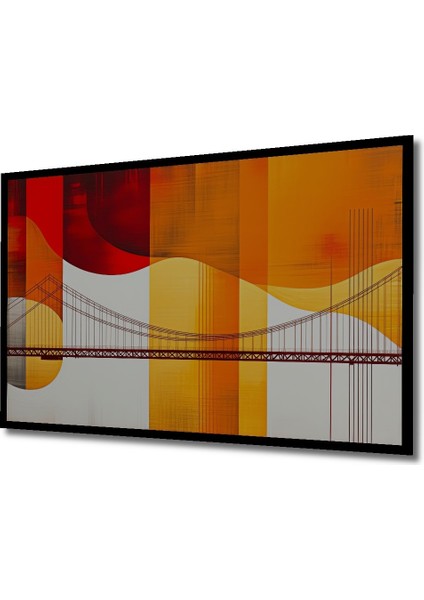 Çerçeve Görünümlü Altın Köprü Soyut Yağlı Boya Görünümlü Dekoratif Ahşap Ev/işyeri/ofis Kare Tablo fiyatları