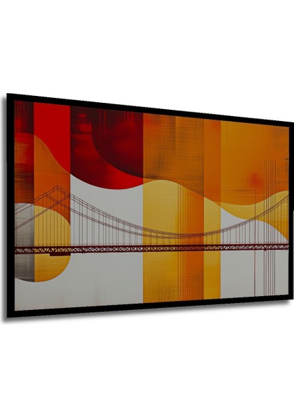 Çerçeve Görünümlü Altın Köprü Soyut Yağlı Boya Görünümlü Dekoratif Ahşap Ev/işyeri/ofis Kare Tablo modelleri