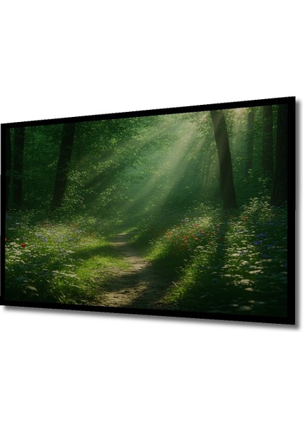 Çerçeve Görünümlü Orman Ihtişamlı Yeşil Yollar Yağlı Boya Görünümlü Dekoratif Ahşap Ofis Kare Tablo fiyatları