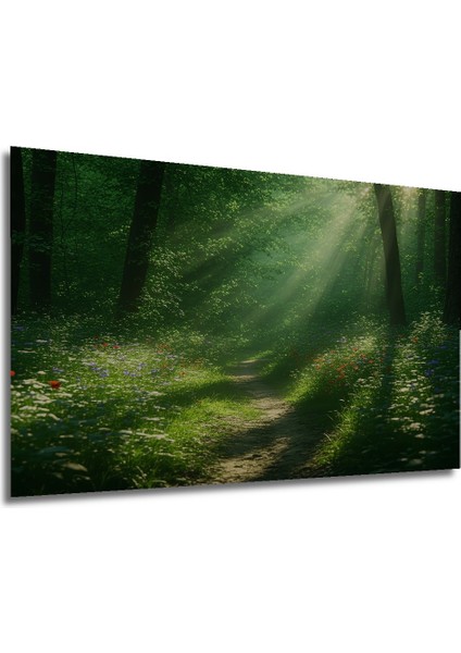 Orman Ihtişamlı Yeşil Yollar Yağlı Boya Görünümlü Dekoratif Ahşap Ev/işyeri/ofis Kare Tablo modelleri