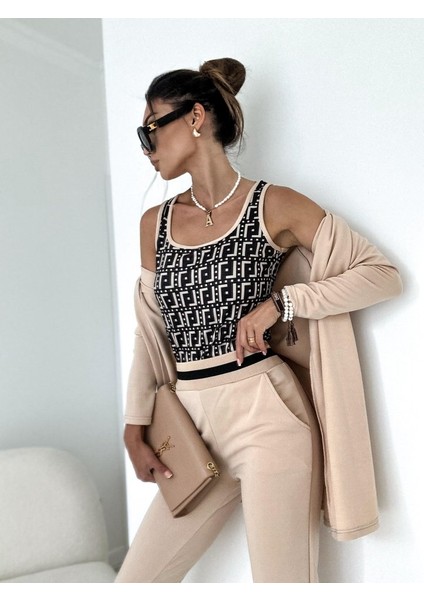 Kadın Uzun Kollu Krep Üçlü Takım