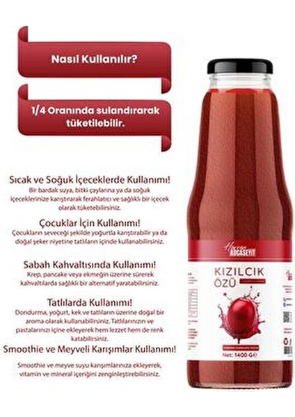 Kızılcık Özü Doğal 1400 g Geleneksel Yöntemlerle Üretilmiştir indirimleri