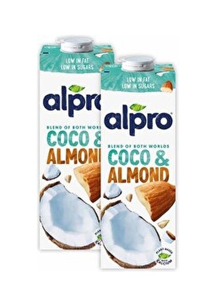 Hindistan Cevizli Badem Sütü 2x1L Vegan ve Vejetaryenler İçin Sağlıklı Alternatif İçecek