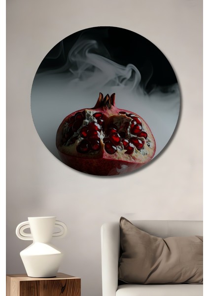 Dumanlı Nar Taneleri Modern Sanat Dekoratif Ahşap Ev/işyeri/ofis Yuvarlak Tablo