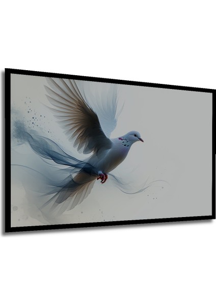 Çerçeve Görünümlü Uçan Beyaz Güvercin Sulu Boya Görünümlü Dekoratif Ahşap Ev/işyeri/ofis Kare Tablo modelleri