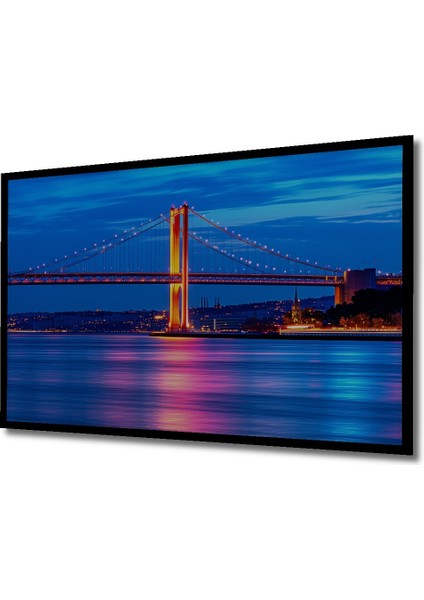 Çerçeve Görünümlü Muhteşem Köprü Gece Işıkları Yağlı Boya Görünümlü Dekoratif Ahşap Ofis Kare Tablo fiyatları