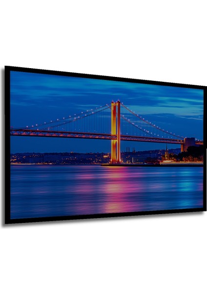 Çerçeve Görünümlü Muhteşem Köprü Gece Işıkları Yağlı Boya Görünümlü Dekoratif Ahşap Ofis Kare Tablo modelleri