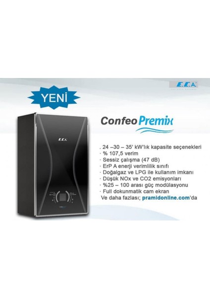 E.c.a. Confeo Premix 24 Kw Hermetik Yoğuşmalı Kombi fiyatları