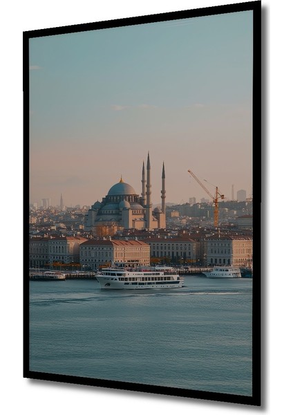 Çerçeve Görünümlü Istanbul Tarihi Yarımada Pastel Boya Görünümlü Dekoratif Ahşap Ofis Kare Tablo fiyatları