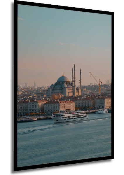 Çerçeve Görünümlü Istanbul Tarihi Yarımada Pastel Boya Görünümlü Dekoratif Ahşap Ofis Kare Tablo modelleri