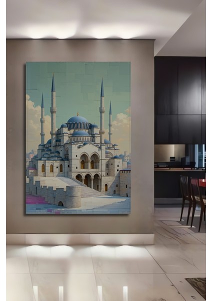 Sultanahmet Camii Yağlı Boya Görünümlü Dekoratif Ahşap Ev/işyeri/ofis Kare Tablo