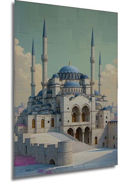Sultanahmet Camii Yağlı Boya Görünümlü Dekoratif Ahşap Ev/işyeri/ofis Kare Tablo modelleri