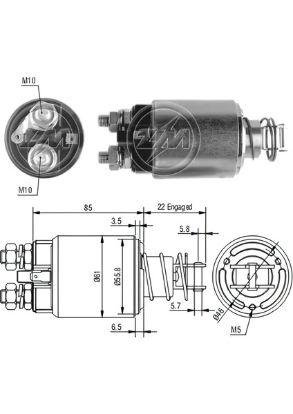 Zm 655 Marş Otomatiği 12V Büyük Gövde Pistonlu Mako Tipi Fiat Iveco Uyumlu fiyatları
