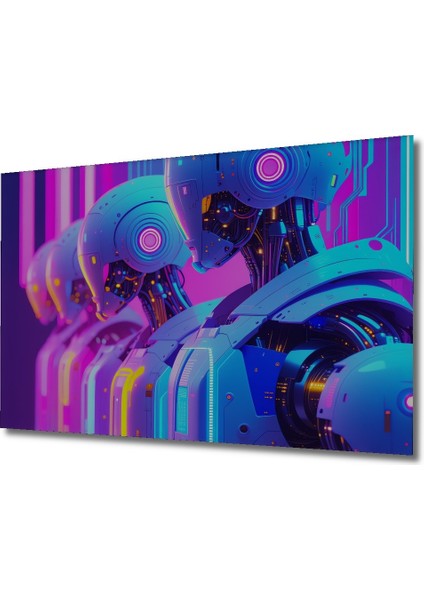 Neon Işıltılı Robotlar Modern Sanat Dekoratif Ahşap Ev/işyeri/ofis Kare Tablo fiyatları