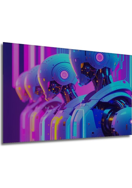 Neon Işıltılı Robotlar Modern Sanat Dekoratif Ahşap Ev/işyeri/ofis Kare Tablo modelleri