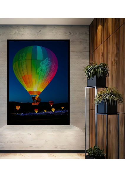 Çerçeve Görünümlü Gökyüzünde Dans Eden Balonlar Dekoratif Ahşap Ev/işyeri/ofis Kare Tablo
