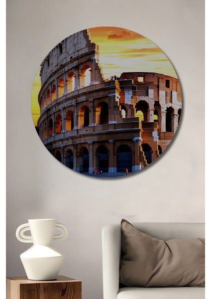 Minecraft Kolezyum Dijital Sanat Dekoratif Ahşap Ev/işyeri/ofis Yuvarlak Tablo