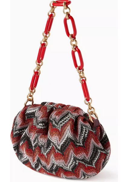 Mıssonı Lurex Örgülü Zincir Kese, Işıltılı & Şık Çanta, Zigzag Desen modelleri