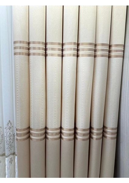 Nivemeshome Mızraklı FT632256 V-101 Krem 1/3 Sık Pile Fon Perde Apm