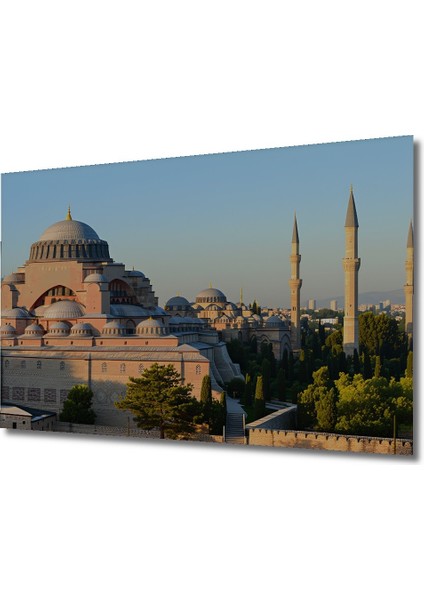 Süleymaniye Cami Muhteşem Gün Batımı Yağlı Boya Görünümlü Dekoratif Ahşap Ev/işyeri/ofis Kare Tablo fiyatları