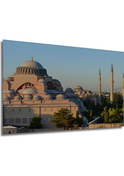 Süleymaniye Cami Muhteşem Gün Batımı Yağlı Boya Görünümlü Dekoratif Ahşap Ev/işyeri/ofis Kare Tablo modelleri