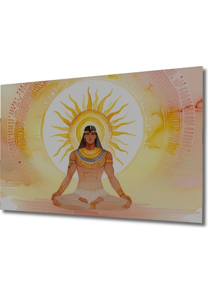 Mısır Meditasyon Güneş Tanrısı Sulu Boya Görünümlü Dekoratif Ahşap Ev/işyeri/ofis Kare Tablo fiyatları