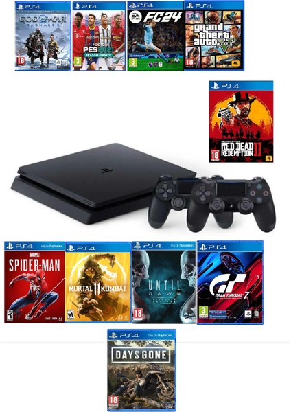 Ps4 1 Tb Slim Kasa 10 Oyunlu 2 Adet V2 Kol (11.00V) Teşhir Ürün 12 Ay Garanti
