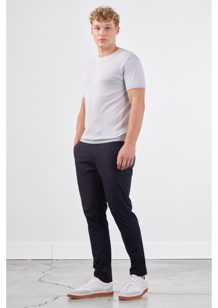 Açık Gri O Yaka Düz Renk Kısa Kollu Slim Fit Triko T-Shirt modelleri