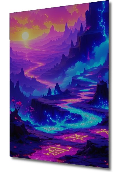 Neon Rüya Diyarı Manzarası Dekoratif Ahşap Ev/işyeri/ofis Kare Tablo fiyatları