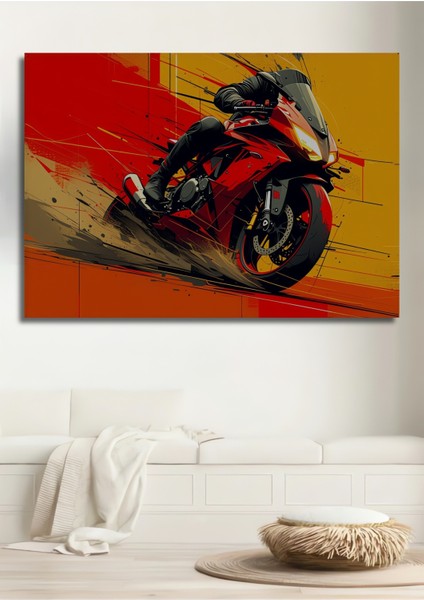 Kırmızı Şimşek Hız Motoru Modern Sanat Akımı Dekoratif Ahşap Ev/işyeri/ofis Kare Tablo