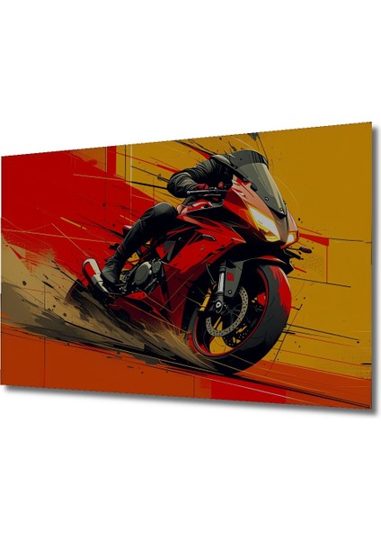 Kırmızı Şimşek Hız Motoru Modern Sanat Akımı Dekoratif Ahşap Ev/işyeri/ofis Kare Tablo fiyatları